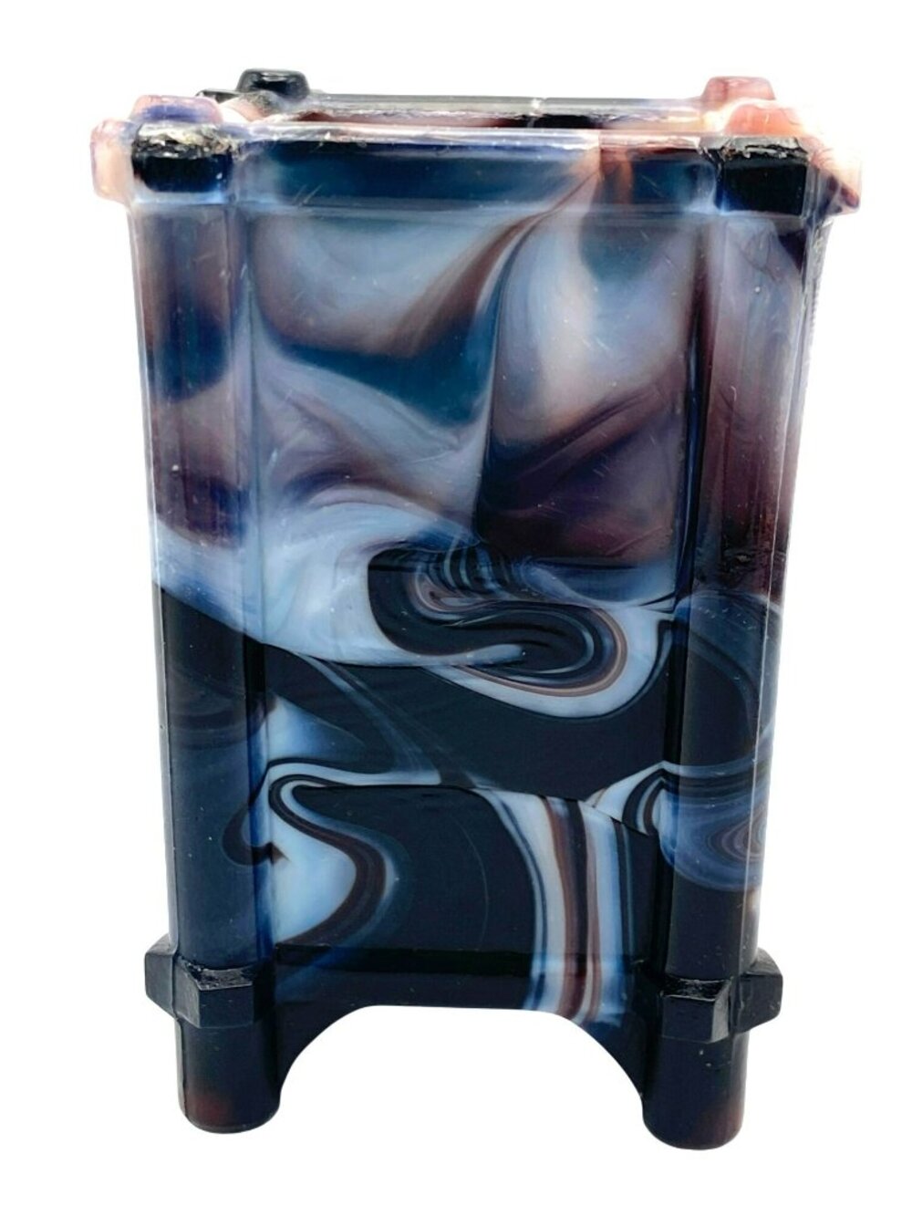 Antique Sowerby Spill Vase Purple White Malachite Slag Glass Victorian 1880s